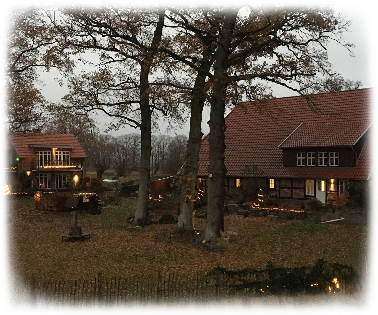 Weihnachtsbeleuchtung im Regen
